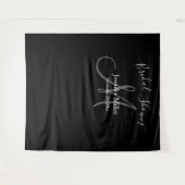 Bruiloft Bridal Shower Zwart Grijs Monogram Naam P Wandkleed (Voorkant (horizontaal))