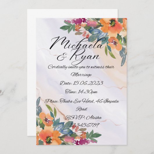 Bruiloft briefpapier: bruiloft uitnodigingen (Voorkant / Achterkant)