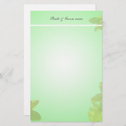 bruiloft briefpapier.gele tulpbloemen briefpapier (Voorkant / Achterkant)