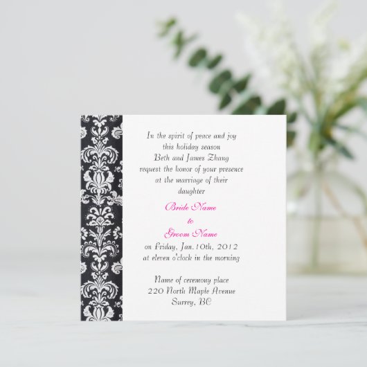 bruiloft, brude's ouders uitnodiging. kaart (Staand voorkant)