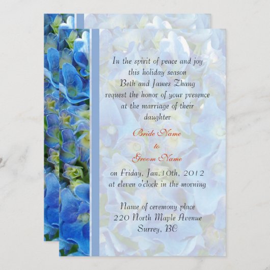 bruiloft, brude's ouders uitnodiging. kaart (Voorkant / Achterkant)