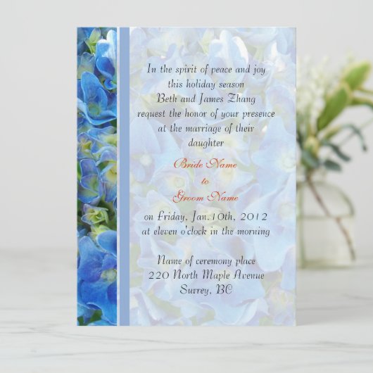 bruiloft, brude's ouders uitnodiging. kaart (Staand voorkant)