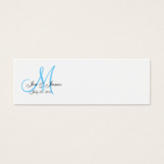 Bruiloft bruid bruidegom datum Monogram BlueProfil Mini Visitekaartjes