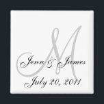 Bruiloft bruid bruidegom datum Monogram Zwart Wit Magneet<br><div class="desc">Bruiloft bruid bruidegom namen Monogram zwarte magneet. Pas de kleuren en persoonlijke informatie aan. Deze maken geweldige huwelijksgunsten.</div>