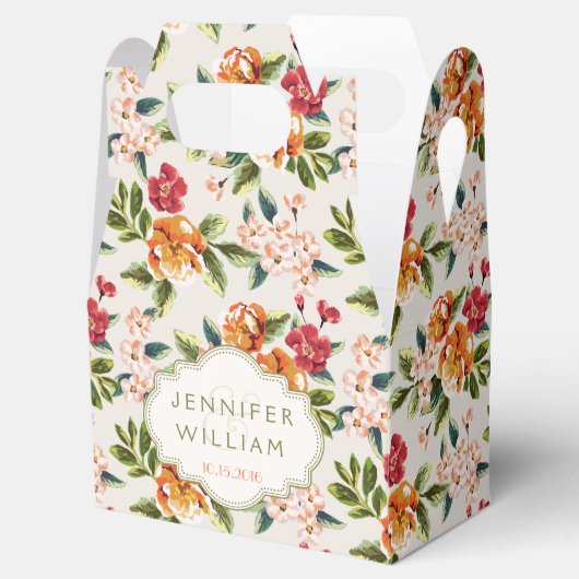 Bruiloft bruid bruidegom Elegant  Chic Floral Bedankdoosjes (Geopend)