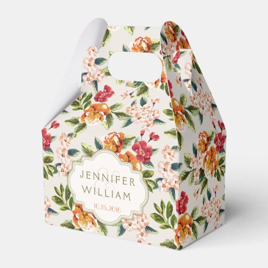 Bruiloft bruid bruidegom Elegant  Chic Floral Bedankdoosjes (Voorkant Zijde)