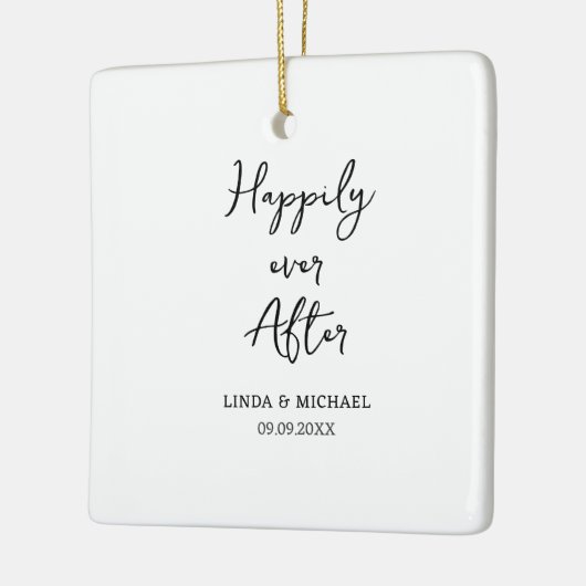 bruiloft, bruid bruidegom, en leef happig voortaan keramisch ornament (Links)