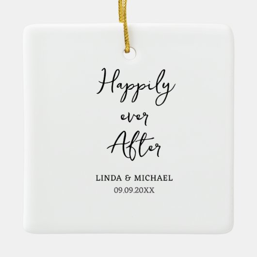 bruiloft, bruid bruidegom, en leef happig voortaan keramisch ornament (Voorkant)