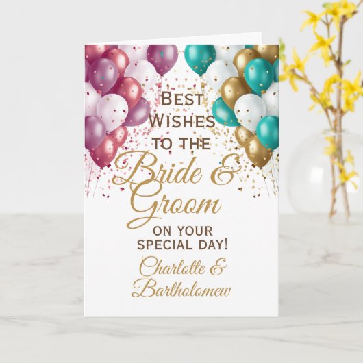 Bruiloft bruid & bruidegom Gefeliciteerd Kaart (Gele Bloem)