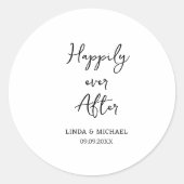 bruiloft, bruid bruidegom, gelukkig tot het eind v ronde sticker (Voorkant)