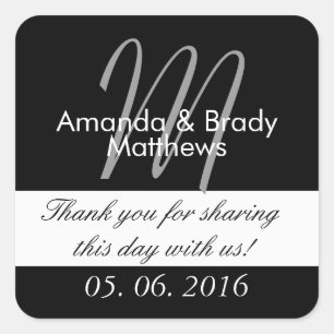 Bruiloft bruid bruidegom Monogram M Favor Sticker