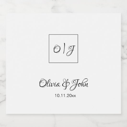 Bruiloft bruid & bruidegom namen likeurfles etiket (Enkel label)