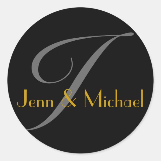 Bruiloft bruid bruidegom namen Monogram I gouden z Ronde Sticker (Voorkant)