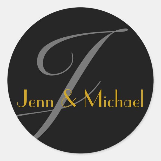 Bruiloft bruid bruidegom namen Monogram J gouden z Ronde Sticker (Voorkant)