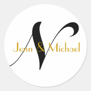 Bruiloft bruid bruidegom namen Monogram N Sticker