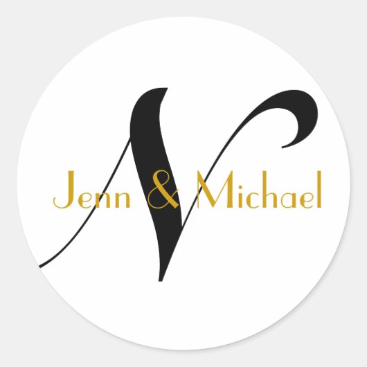 Bruiloft bruid bruidegom namen Monogram N Sticker  (Voorkant)