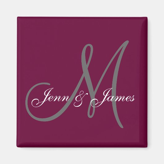 Bruiloft bruid bruidegom namen Monogram wijnmagnee Magneet (Voorkant)