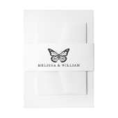 Bruiloft bruid & bruidegom vlinder zwart & wit uitnodigingen wikkel (Voorkant Voorbeeld)