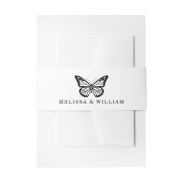 Bruiloft bruid & bruidegom vlinder zwart & wit uitnodigingen wikkel