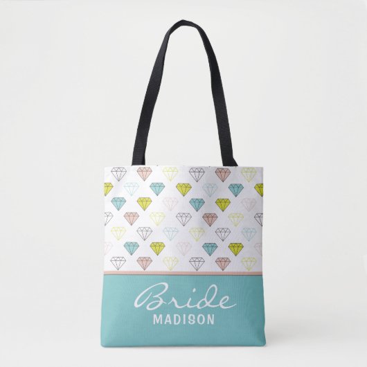 Bruiloft bruid diamant chique modern gepersonalise tote bag (Voorkant)