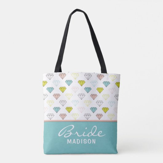 Bruiloft bruid diamant chique modern gepersonalise tote bag (Achterkant)