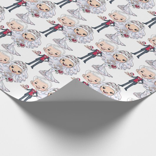 Bruiloft bruid en bruidegom cadeaupapier (Hoek)