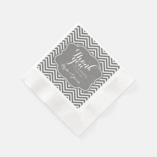 Bruiloft bruid en bruidegom Dank u Grijze Chevrons Servetten (Hoek)