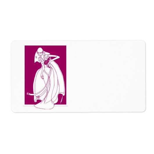 Bruiloft - bruid met boeket etiket (Voorkant)