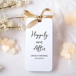 Bruiloft, bruidegom, gelukkig ooit daarna, cadeaulabel