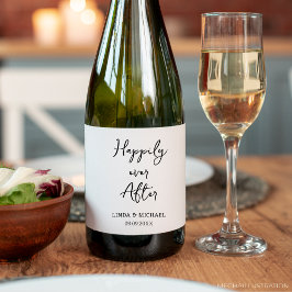 Bruiloft, bruidegom, gelukkig ooit daarna, wijn etiket