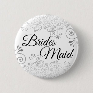 Bruiloft bruiden Maid Button Zilveren Lacy krullen
