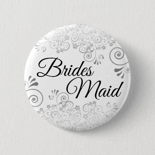 Bruiloft bruiden Maid Button Zilveren Lacy krullen (Voorkant)