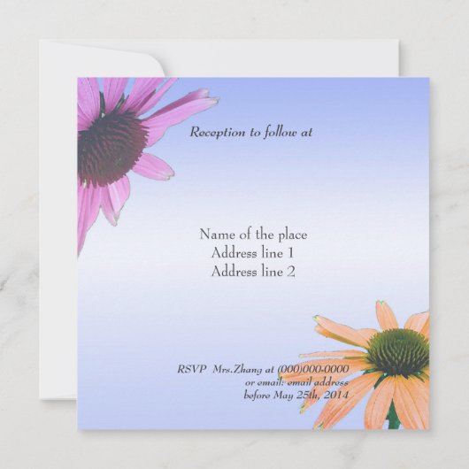 bruiloft, bruidjes ouders-uitnodiging, dagbloemen kaart (Achterkant)