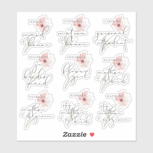 Bruiloft bruids partij entourage gepersonaliseerde sticker (Vel)