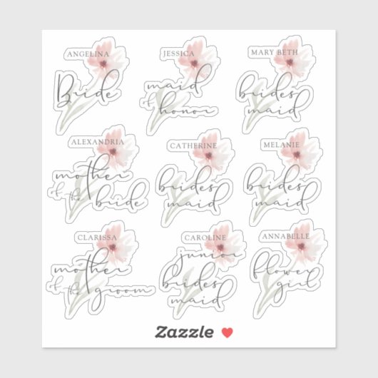 Bruiloft bruids partij gepersonaliseerde titel Sti Sticker (Vel)