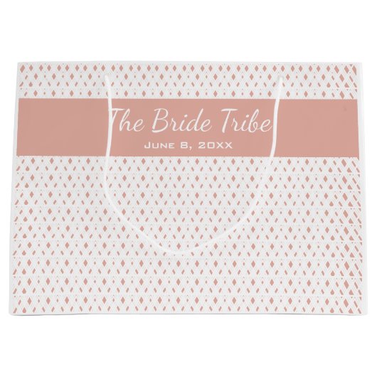 Bruiloft Bruids Party Custom Wit & Zacht Roze Roos Groot Cadeauzakje (Voorkant)