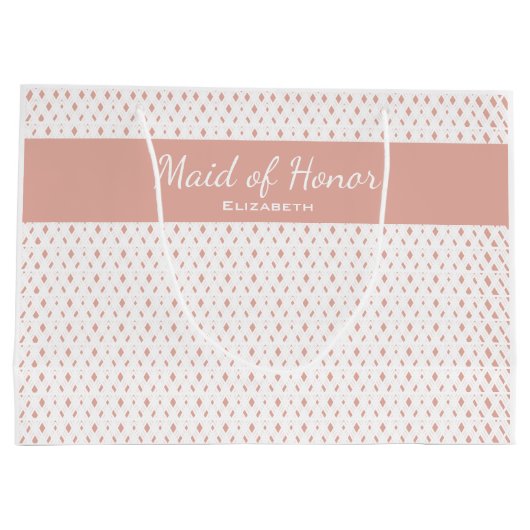 Bruiloft Bruids Party Custom Wit & Zacht Roze Roos Groot Cadeauzakje (Achterkant)