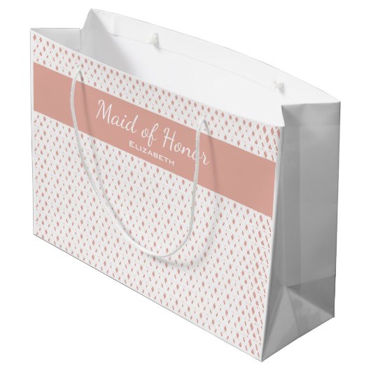 Bruiloft Bruids Party Custom Wit & Zacht Roze Roos Groot Cadeauzakje (Achterkant Gekanteld)