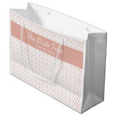 Bruiloft Bruids Party Custom Wit & Zacht Roze Roos Groot Cadeauzakje (Voorkant Gekanteld)