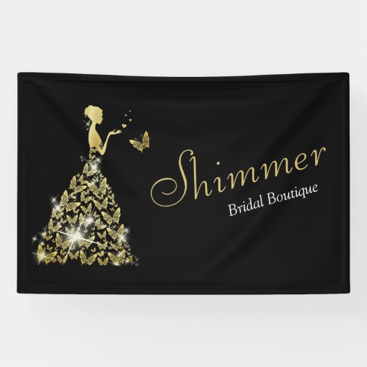 Bruiloft Bruids Vlinder Jurk Boutique Business Spandoek (Horizontaal)