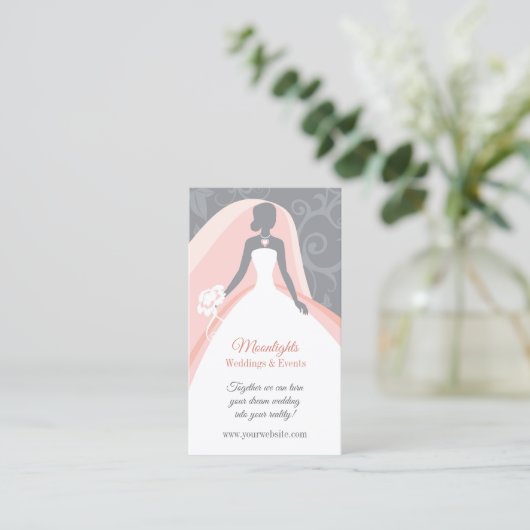 Bruiloft bruids witte jurk Visitekaartje (Staand voorkant)