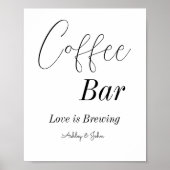 Bruiloft/ Bruidsfeest Coffee Bar Zwart Wit Poster (Voorkant)