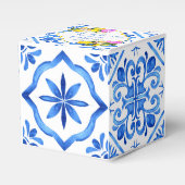 Bruiloft bruidsfeest favors blauwe tegels citroene bedankdoosjes (Voorkant Zijde)