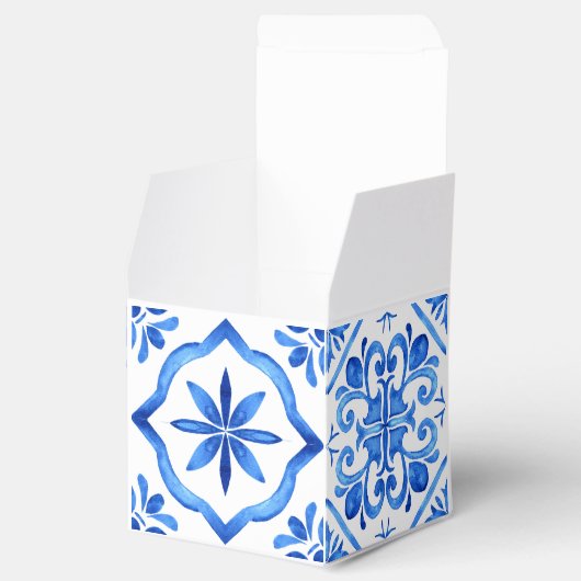 Bruiloft bruidsfeest favors blauwe tegels citroene bedankdoosjes (Geopend)