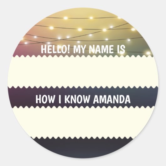 Bruiloft Bruidsfeest Hallo Naamkaartje Hoe ik haar Ronde Sticker (Voorkant)