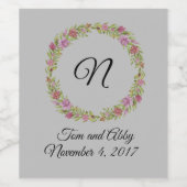 Bruiloft Bruidsfeest Monogram Wijn Etiket (Enkel label)