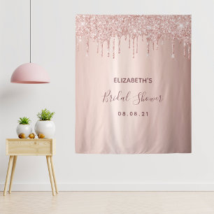 Bruiloft bruidsfeest roze gouden glitters glans wandkleed