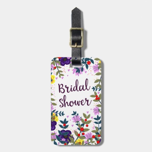 Bruiloft Bruidsfeest Vintage Bloemen Bagagelabel (Voorkant verticaal)