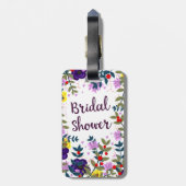 Bruiloft Bruidsfeest Vintage Bloemen Bagagelabel (Achterkant verticaal)