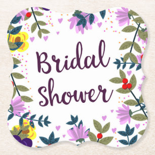 Bruiloft Bruidsfeest Vintage Bloemen Kartonnen Onderzetters